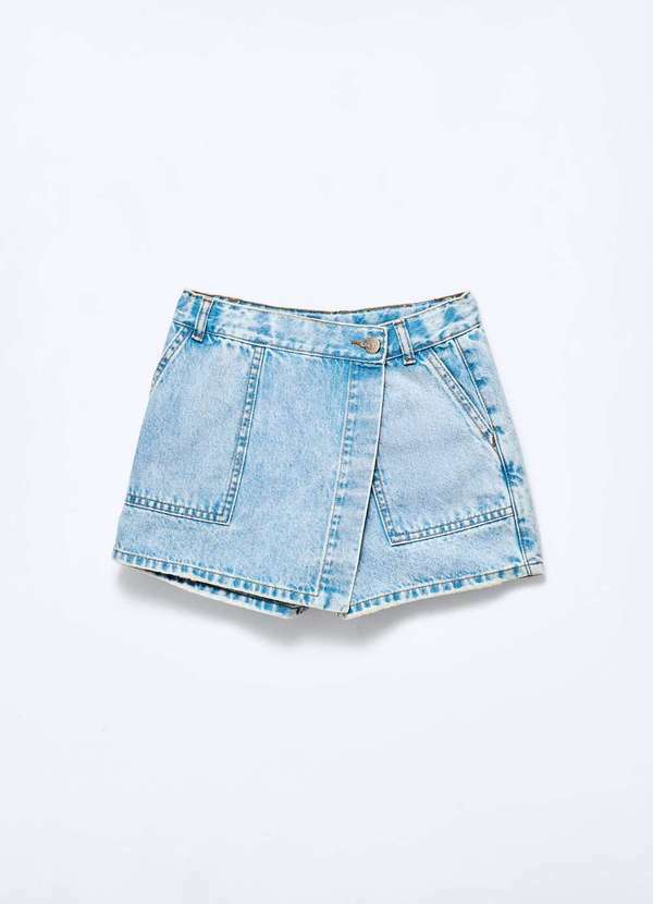 Hering - Shorts Saia Infantil Menina Jeans Azul 2