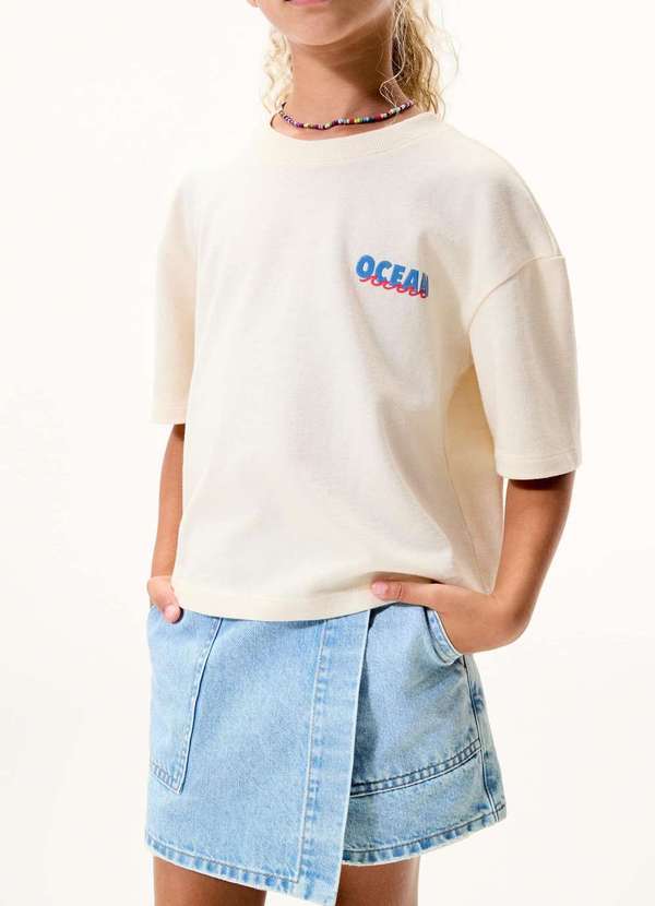 Hering - Shorts Saia Infantil Menina Jeans Azul 3