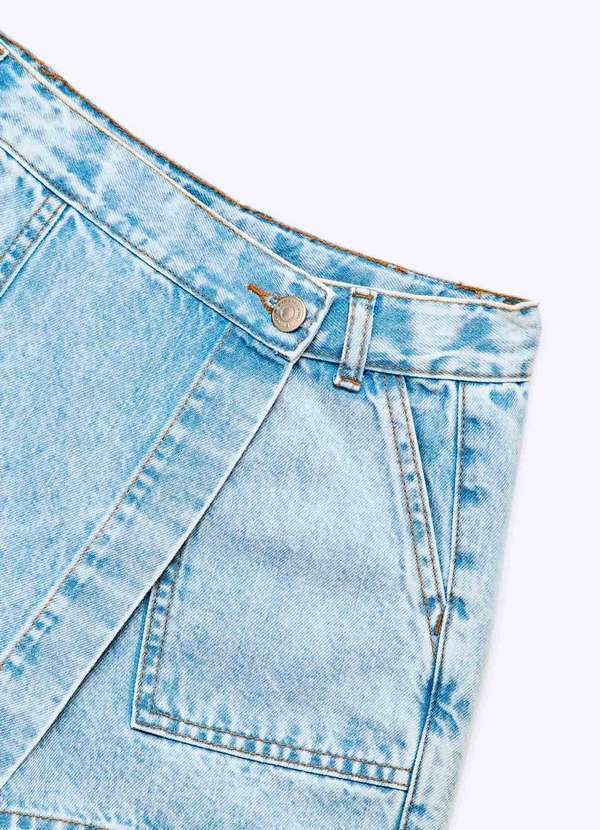 Hering - Shorts Saia Infantil Menina Jeans Azul 6