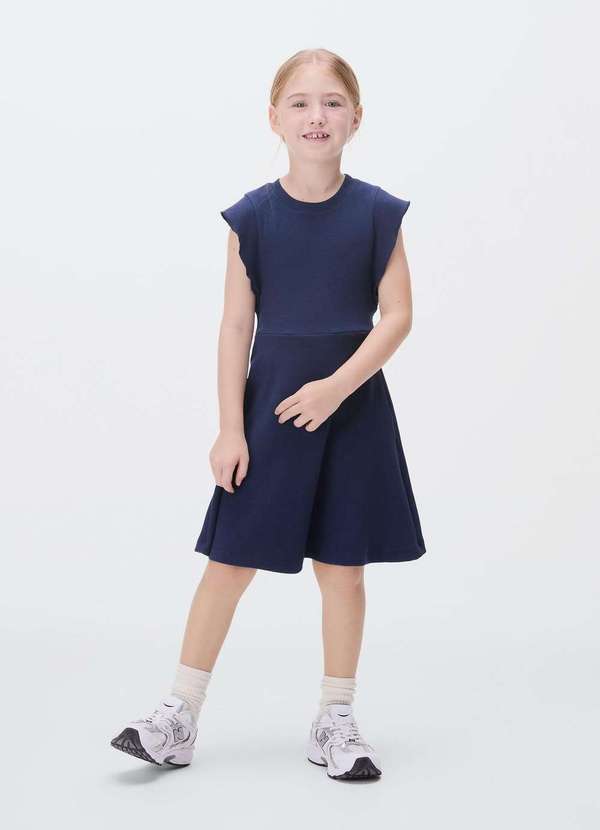 Hering - Vestido Curto Infantil com Babados Azul