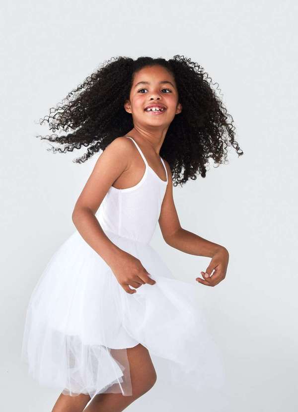 Hering - Vestido Curto Infantil em Tule Branco 2