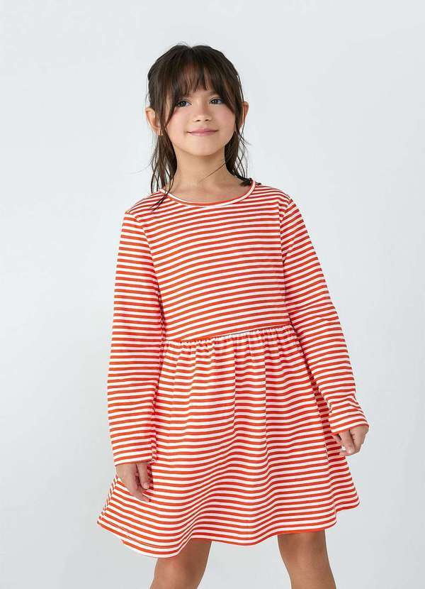 Hering Kids - Vestido Curto Infantil Estampado Manga Longa Tam 1 a 16 Vermelho