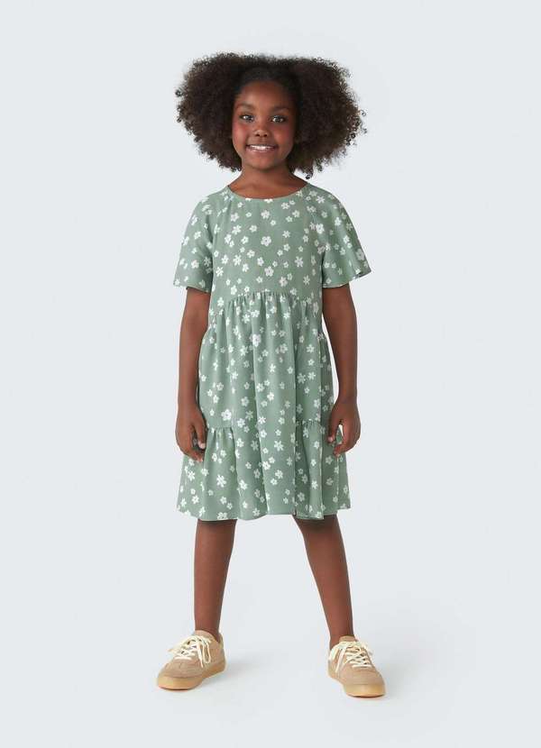 Hering - Vestido Infantil com Babados Verde