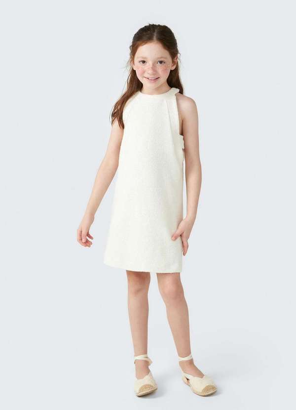 Hering - Vestido Infantil com Gola Alta Evase Bege