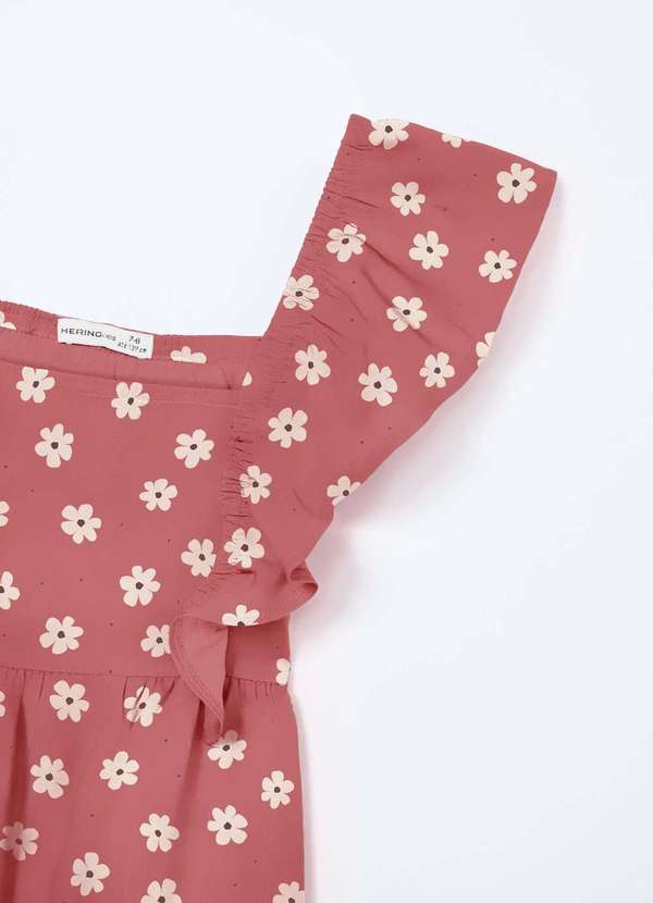 Hering - Vestido Infantil Curto com Babados Vermelho 2