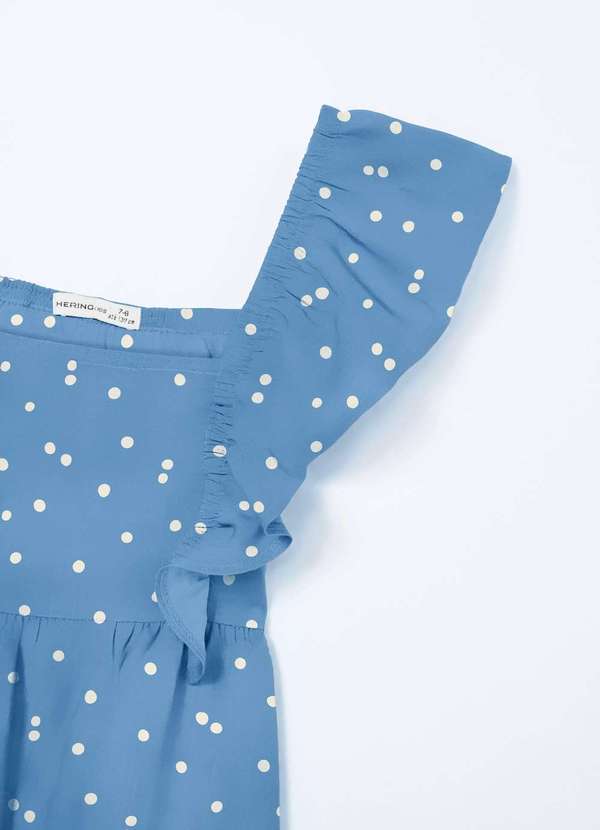 Hering - Vestido Infantil Curto com Babados Azul 2
