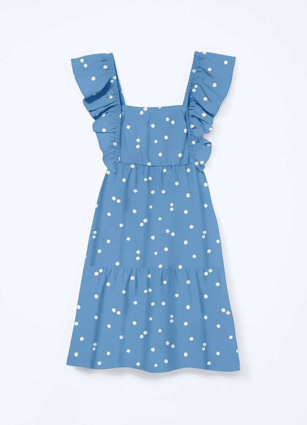 Hering - Vestido Infantil Curto com Babados Azul 3