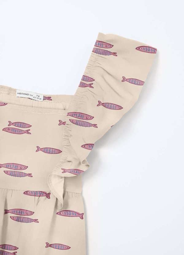 Hering - Vestido Infantil Curto com Babados Branco 2