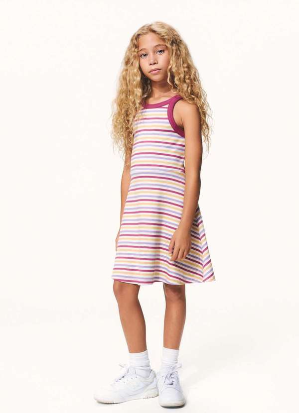 Hering - Vestido Infantil Curto em Ribana Canelada Rosa 3