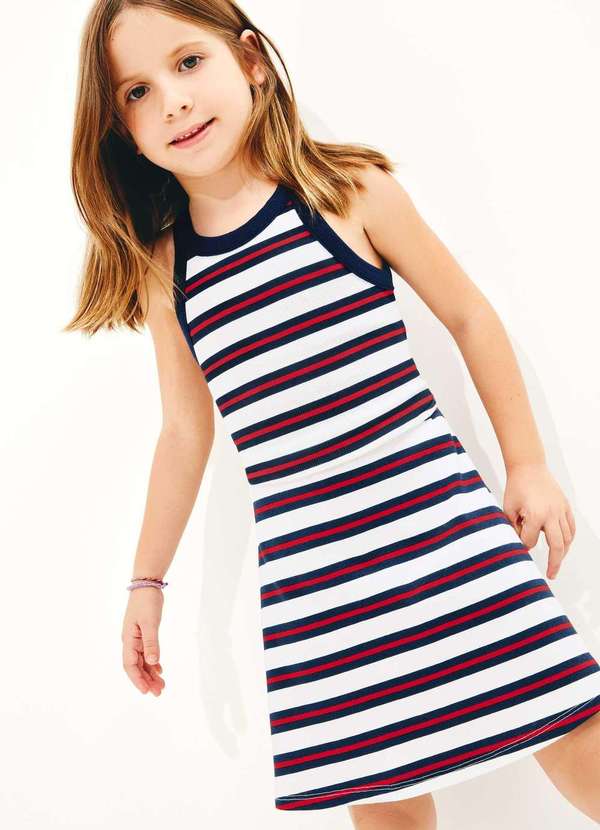 Hering - Vestido Infantil Curto em Ribana Canelada Vermelho