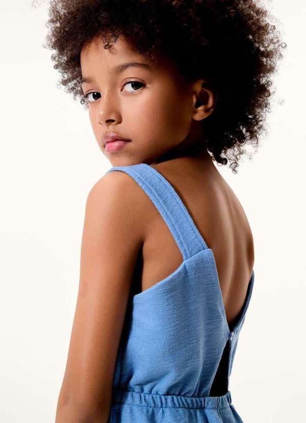 Hering - Vestido Infantil Curto Texturizado Azul 3