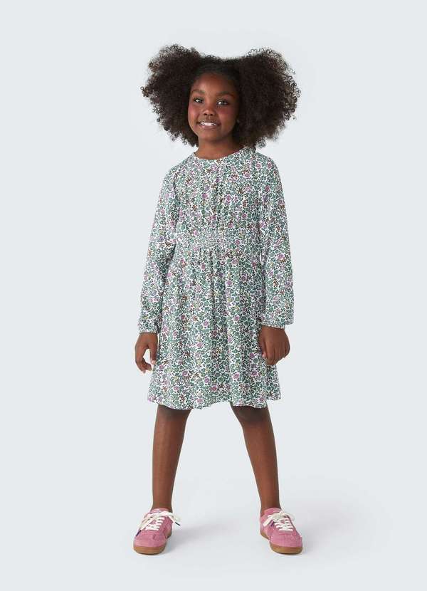 Hering - Vestido Infantil Manga Longa Estampado Verde