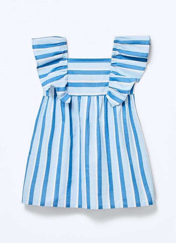 Hering - Vestido Infantil Menina Toddler  Fio Tinto com Linho Azul