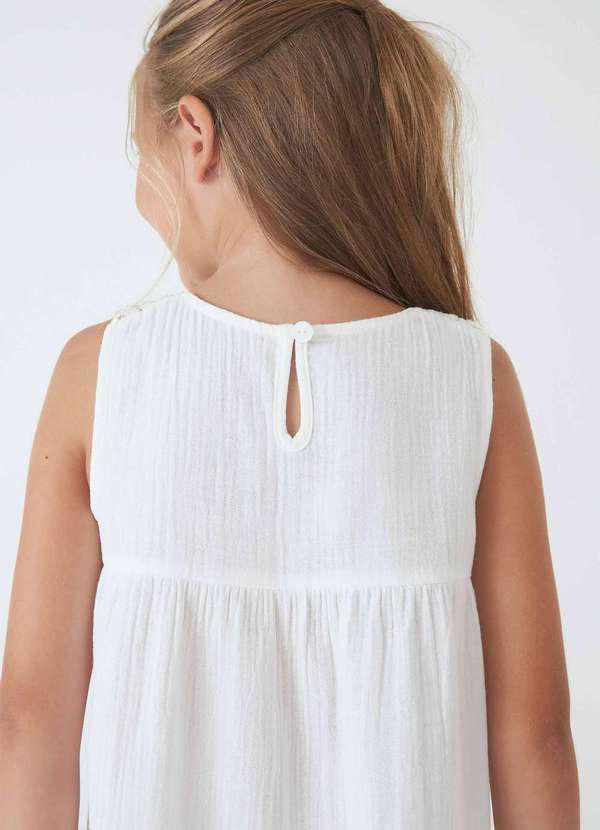 Hering - Vestido Midi Infantil com Detalhe em Croche Branco 3