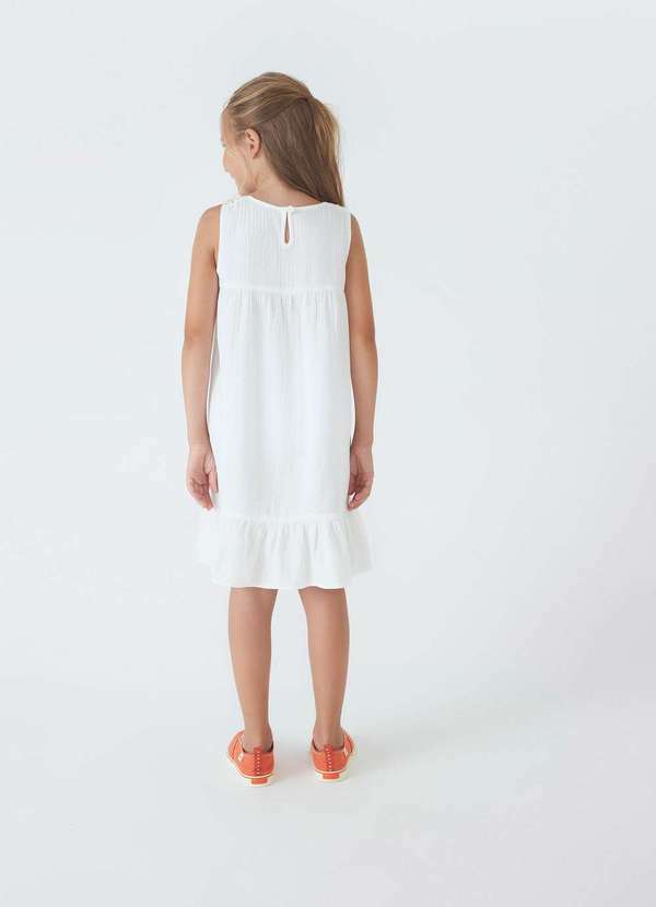 Hering - Vestido Midi Infantil com Detalhe em Croche Branco 5