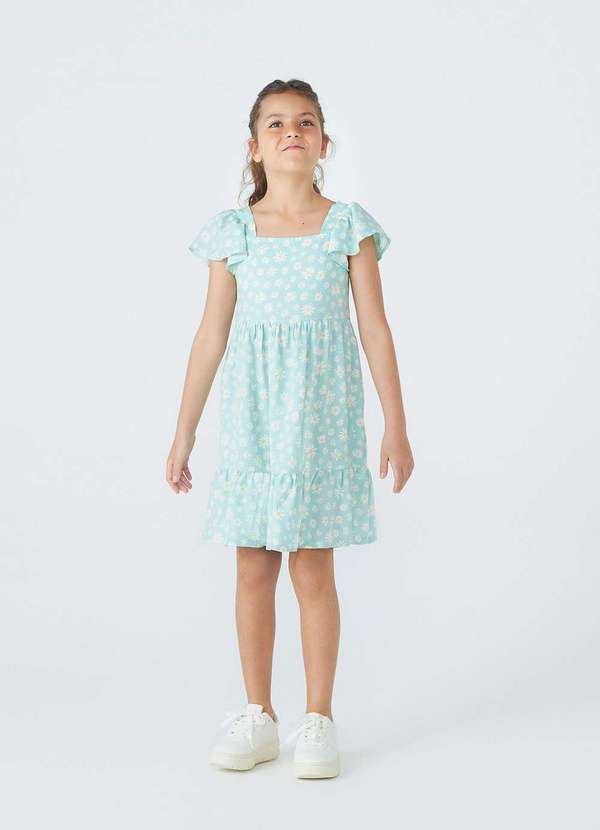 Hering - Vestido Midi Infantil Estampado Cerejinha Verde