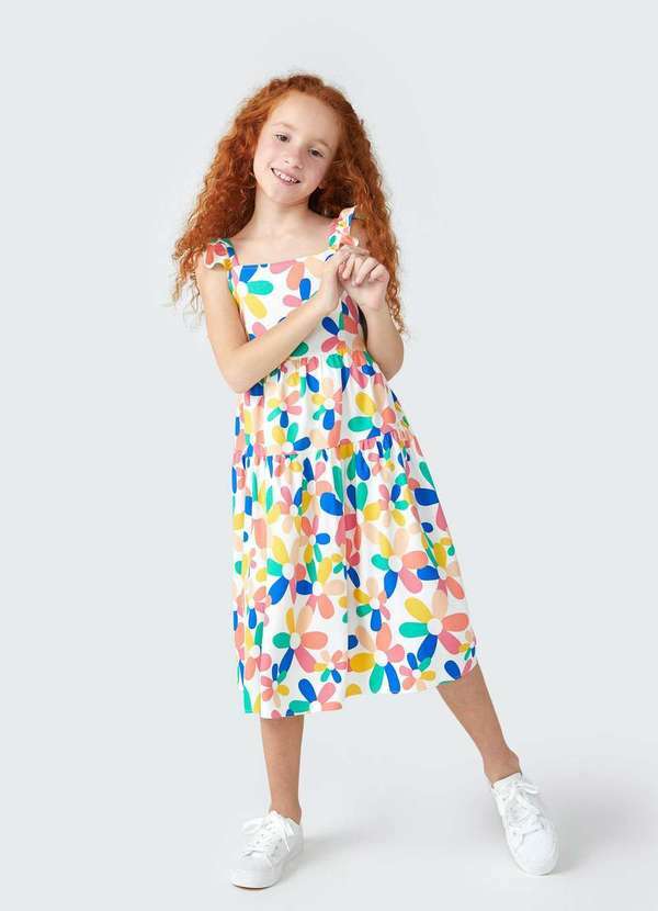 Hering - Vestido Midi Infantil Gode em Tecido Rosa