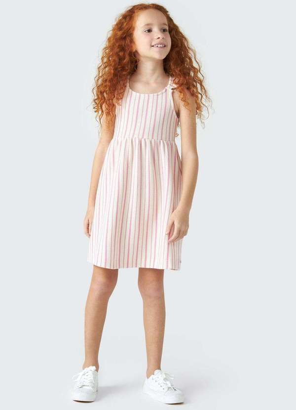 Hering Kids - Vestido Regata Basico Infantil Listrado Rosa