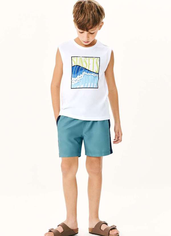 Hering - Bermuda de Banho Infantil Menino Colorida Azul