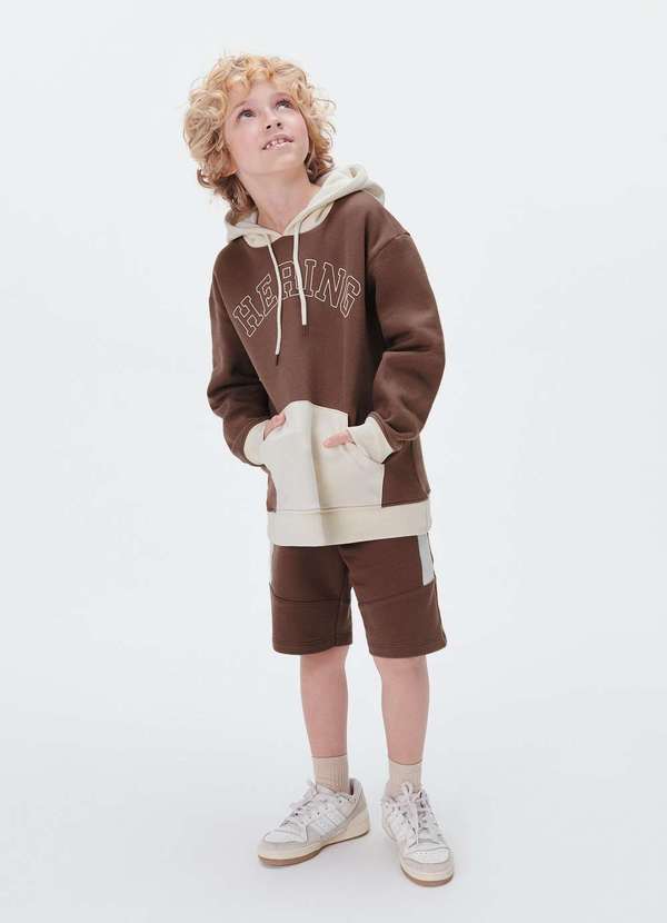 Hering - Bermuda Infantil Menino com Recortes Marrom