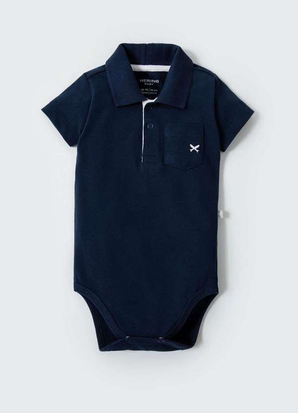 Hering - Body Polo Bebe Menino com Bolsinho Azul