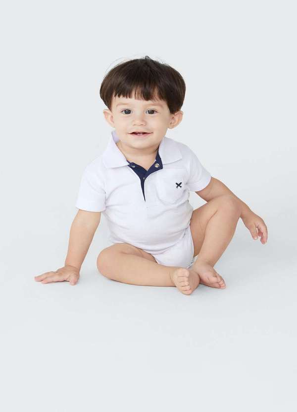 Hering - Body Polo Bebe Menino com Bolsinho Branco