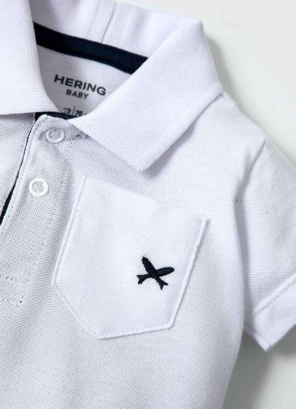 Hering - Body Polo Bebe Menino com Bolsinho Branco 2