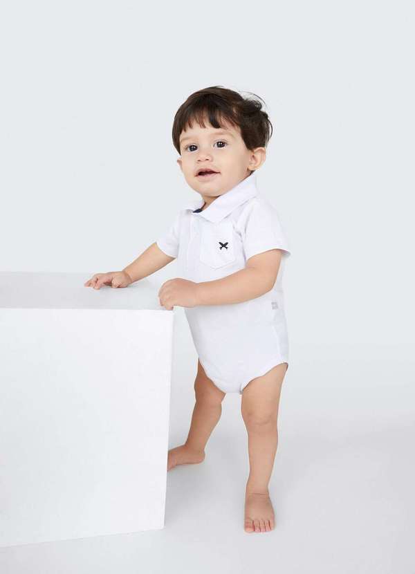 Hering - Body Polo Bebe Menino com Bolsinho Branco 3