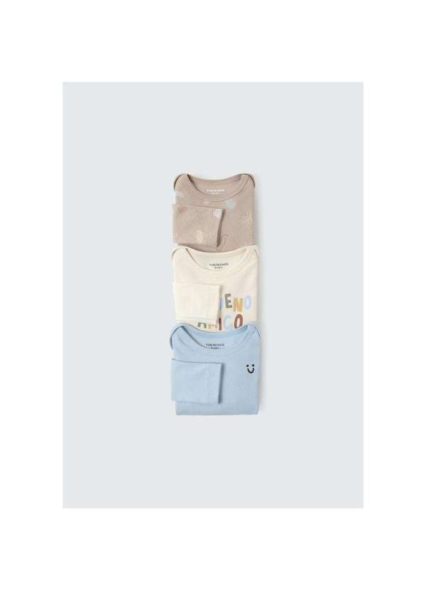 Hering - Kit com 3 Bodies Bebe Menino Manga Longa Azul