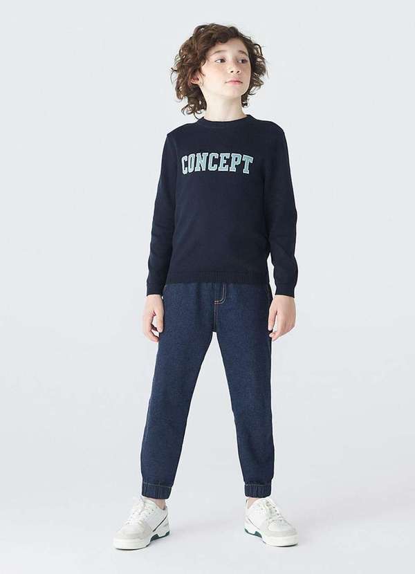 Hering - Calca Jeans Moletom Infantil Menino Azul 4