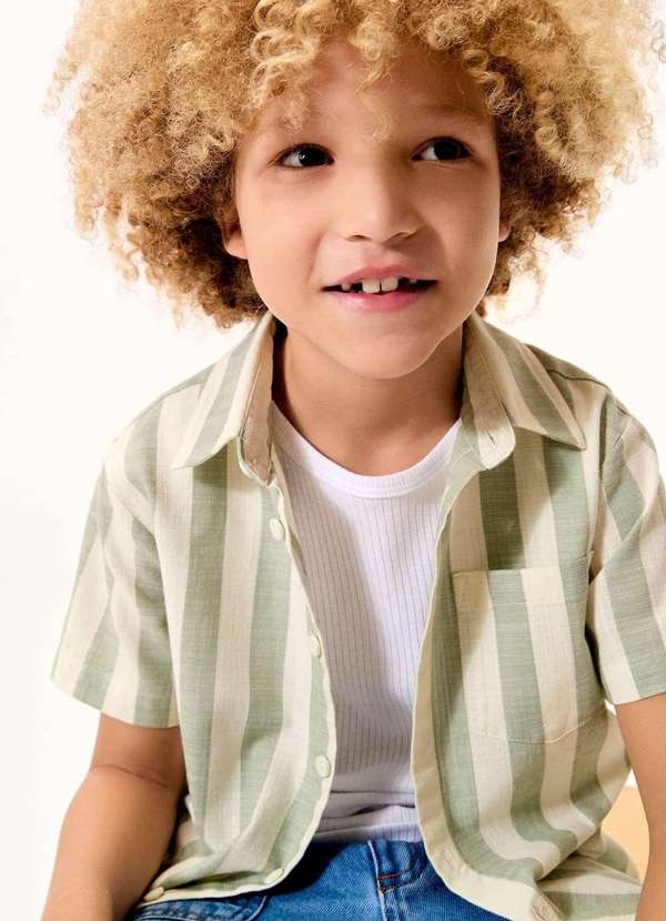 Hering - Camisa Infantil Menino Fio Tinto Listrada Verde 3