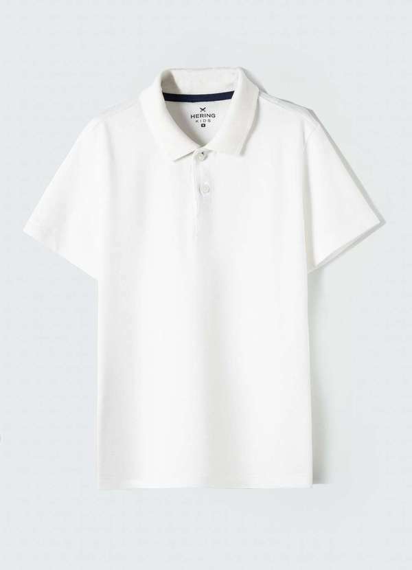 Hering - Camisa Polo Basica Infantil Menino Manga Curta em Piquet Branco