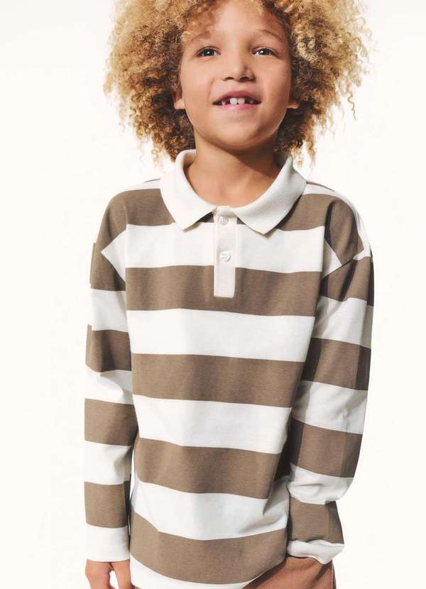 Hering - Camisa Polo Infantil Menino Listrada Marrom