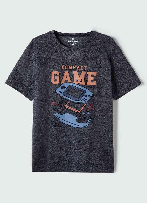 Hering - Camiseta Infantil Menino Manga Curta Cinza
