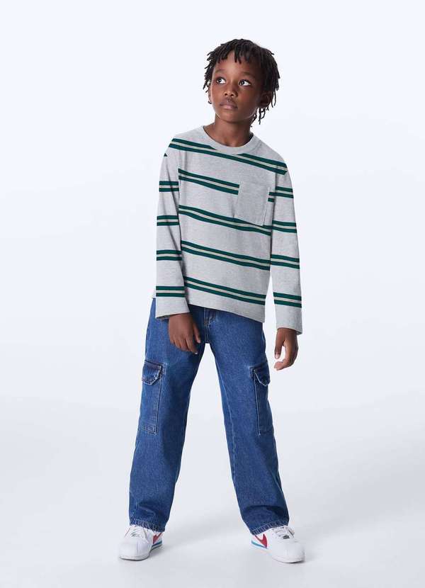 Hering - Camiseta Infantil Menino Comfort em Tecido Fio Tinto Cinza 3