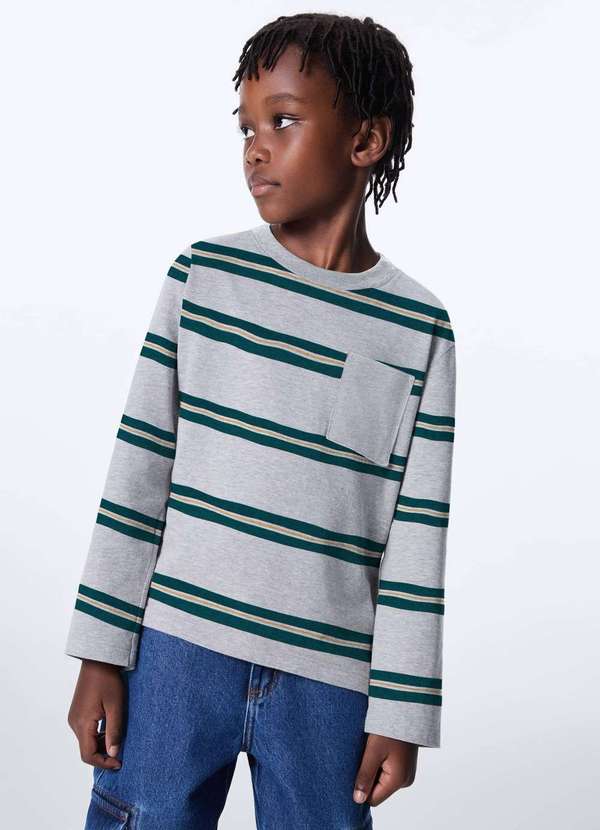 Hering - Camiseta Infantil Menino Comfort em Tecido Fio Tinto Cinza 4