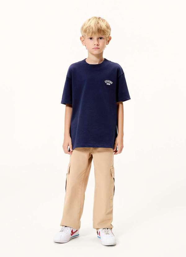 Hering - Camiseta Infantil Menino Oversized Bordada Azul 3