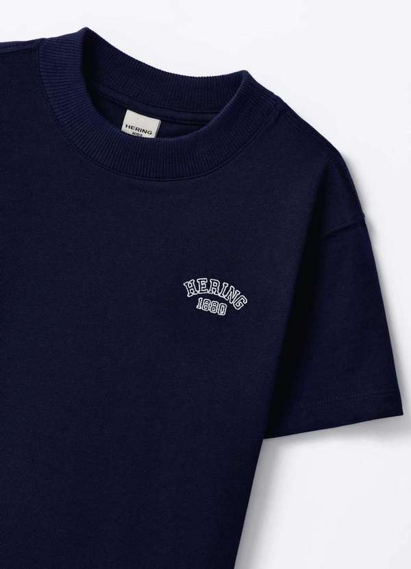Hering - Camiseta Infantil Menino Oversized Bordada Azul 5