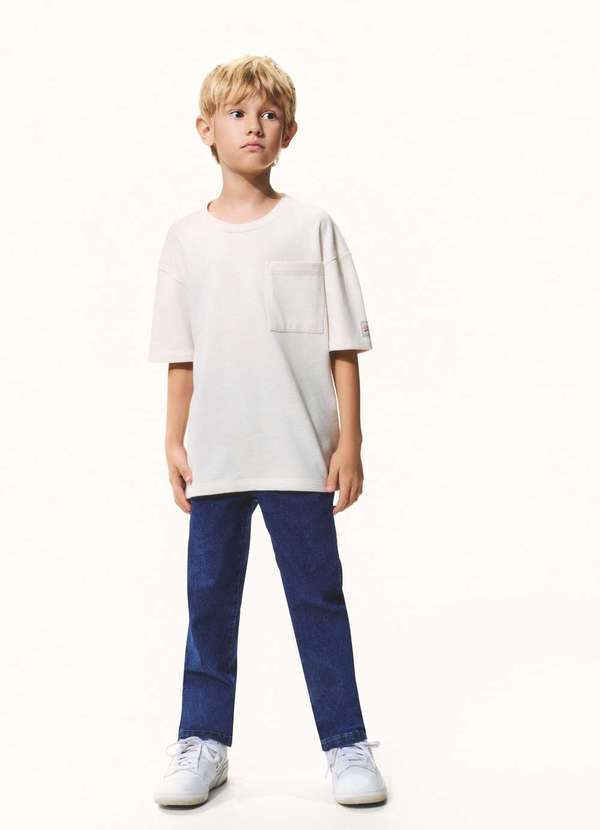 Hering - Camiseta Infantil Menino Oversized com Bolso Branco 4