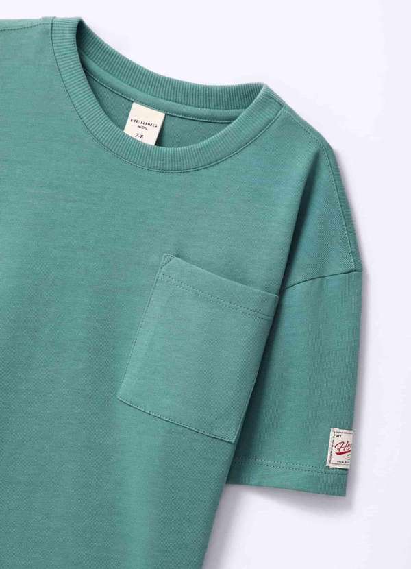 Hering - Camiseta Infantil Menino Oversized com Bolso Verde 6