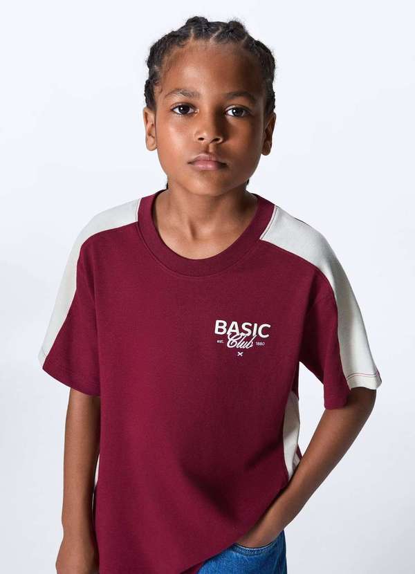 Hering - Camiseta Infantil Menino Oversized Estampa em Silk Vermelho