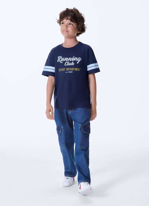 Hering - Camiseta Infantil Menino Oversized Estampada Azul 3