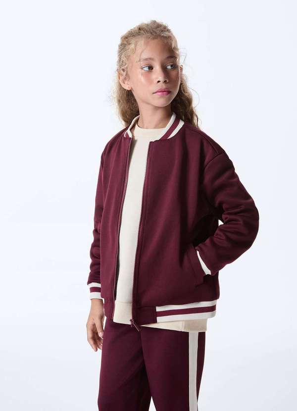 Hering - Jaqueta Infantil Bomber com Detalhes em Retilinea Vermelho