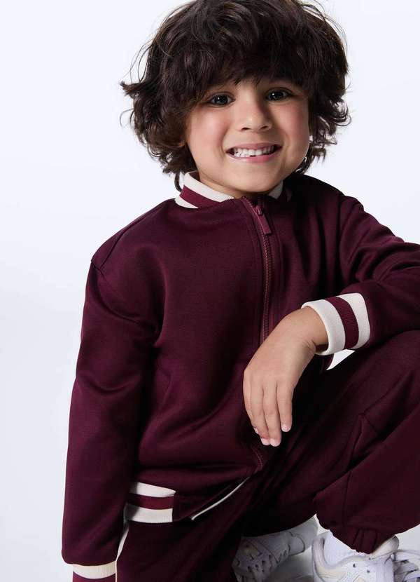 Hering - Jaqueta Infantil Bomber com Detalhes em Retilinea Vermelho 2