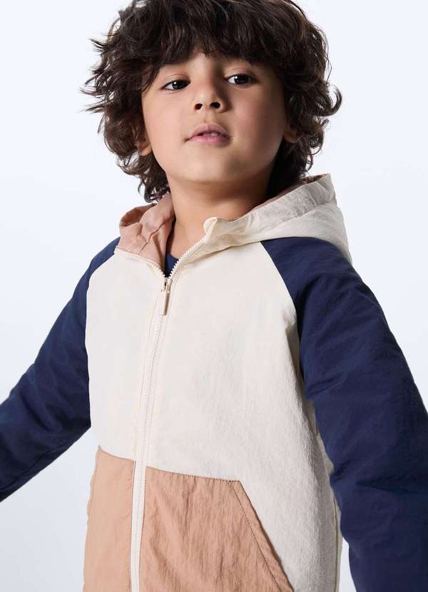 Hering - Jaqueta Infantil Menino em Nylon com Capuz Branco 4