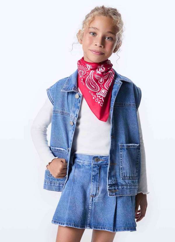 Hering - Colete Infantil Unissex Regular Jeans Azul