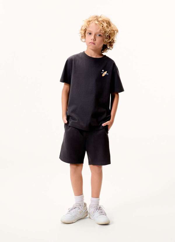 Hering - Conjunto Infantil Menino Oversized Estampado Preto