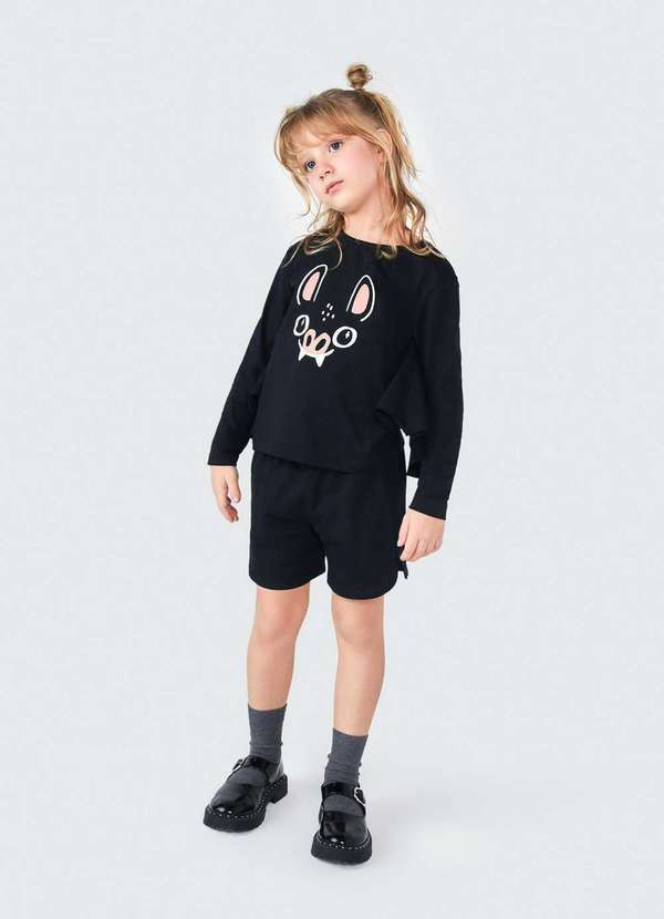 Hering - Conjunto Infantil Unissex Morceguinho Preto