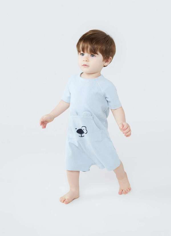 Hering - Macacao Banho de Sol Bebe Menino com Aplique Azul