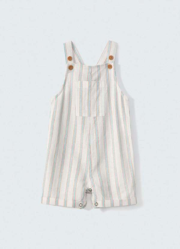 Hering - Jardineira Bebe Menino Listrada Branco